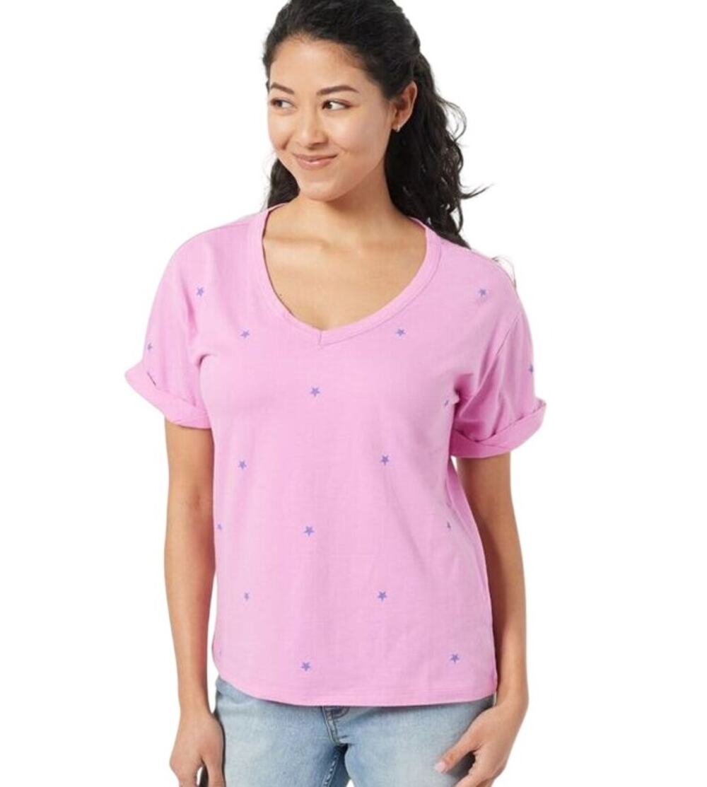 CANDACE CAMERON BURE Top XS Pink Ditzy Print Oversized NIB